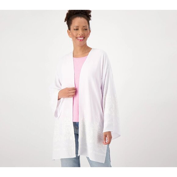 Attitudes by Renee Embroidered Long Sleeve Cardigan White Large A601033 - Picture 1 of 1